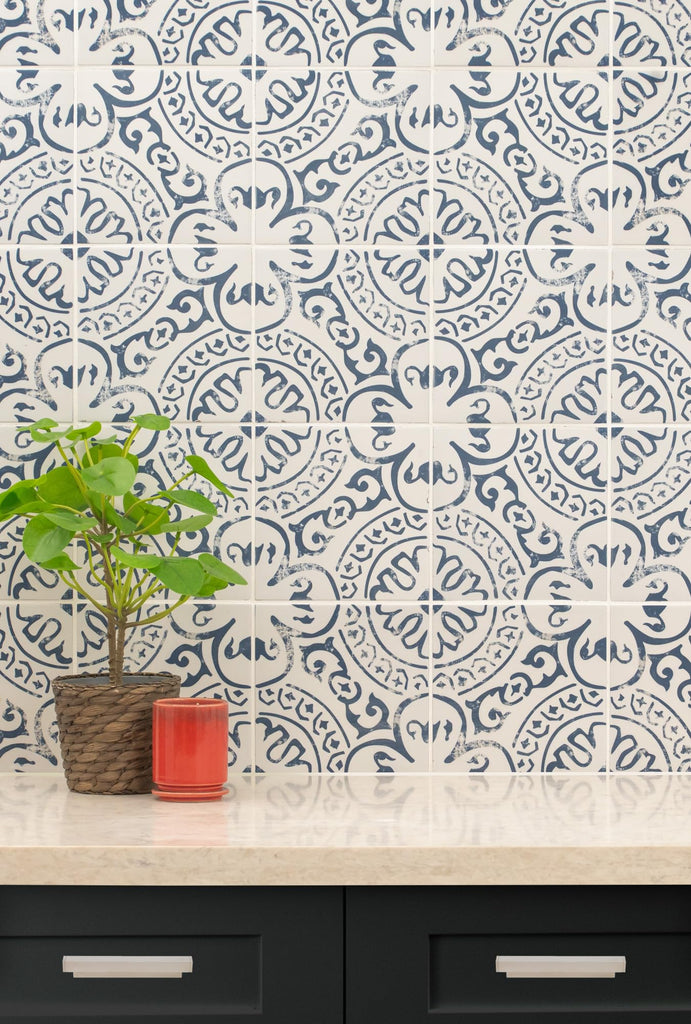 Indigo Encaustic Glazed Porcelain Wall Tile Kitchen Sample Flooring