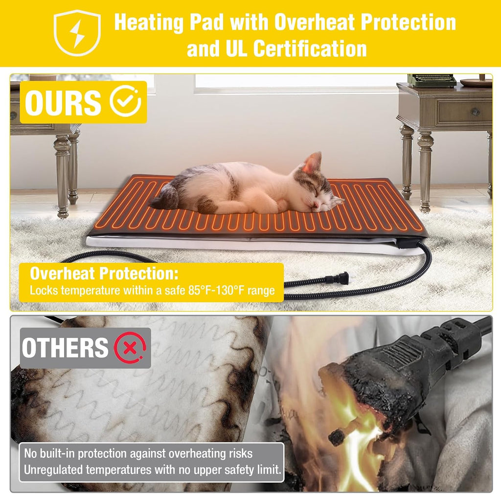 Heated Outdoor Cat House with Heating Pad, Insulated Liner