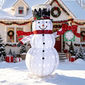 6FT Pop-Up Snowman,Christmas Decor with Rotating Snowflake GiftBox
