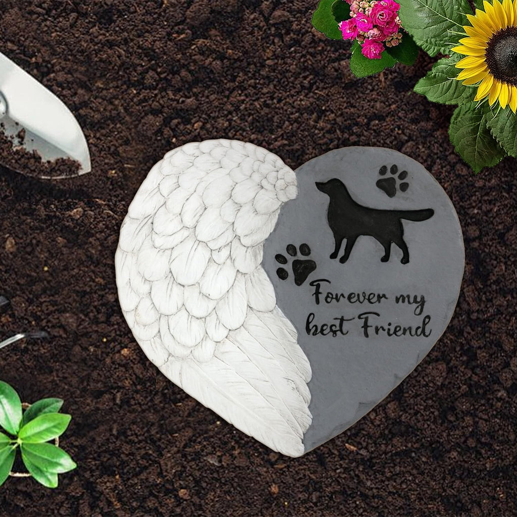 Landoraloria Dog Memorial Stepping Stone 10" Heart with Wings Outdoor Pet Grave Marker Cement Garden Remembrance