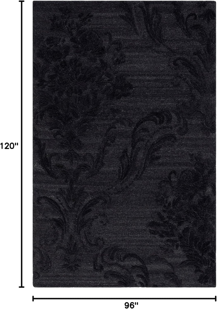 Area Rug 8x10 - Jardin - Large - Black, Handmade Wool