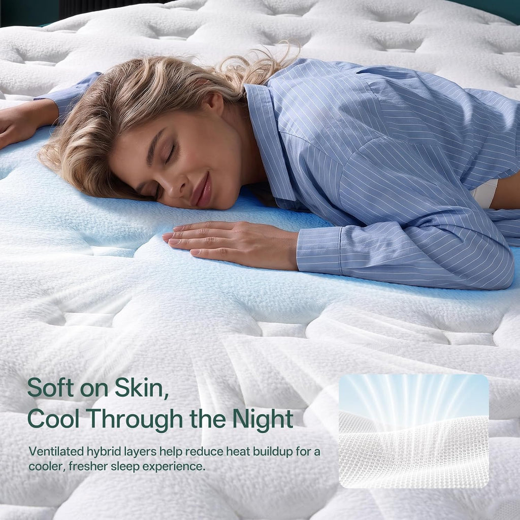 King Size Mattress, 12 Inch King Mattress in a Box, Cooling Gel Memory Foam Hybrid Mattress with Pocketed Coils