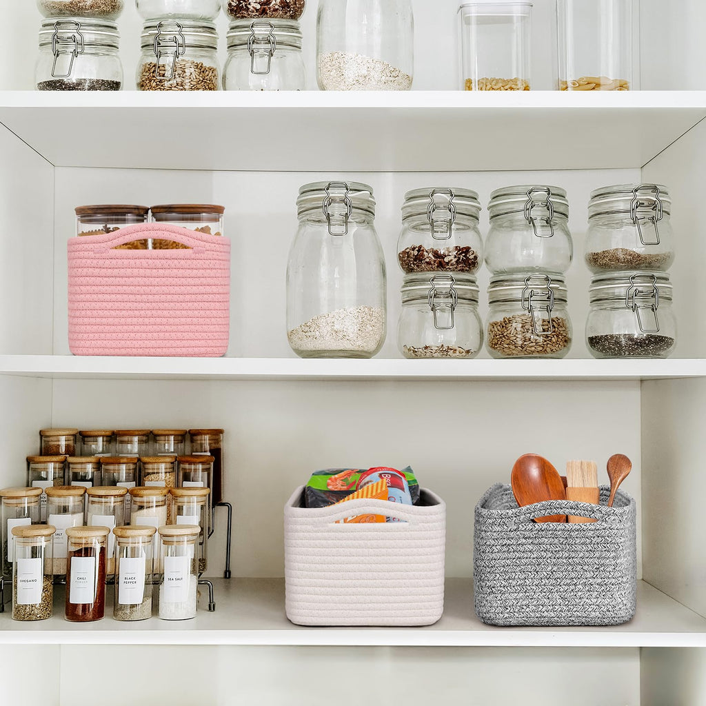 3-Pack Woven Storage Baskets for Organizing, 13 x 8 x 5 in