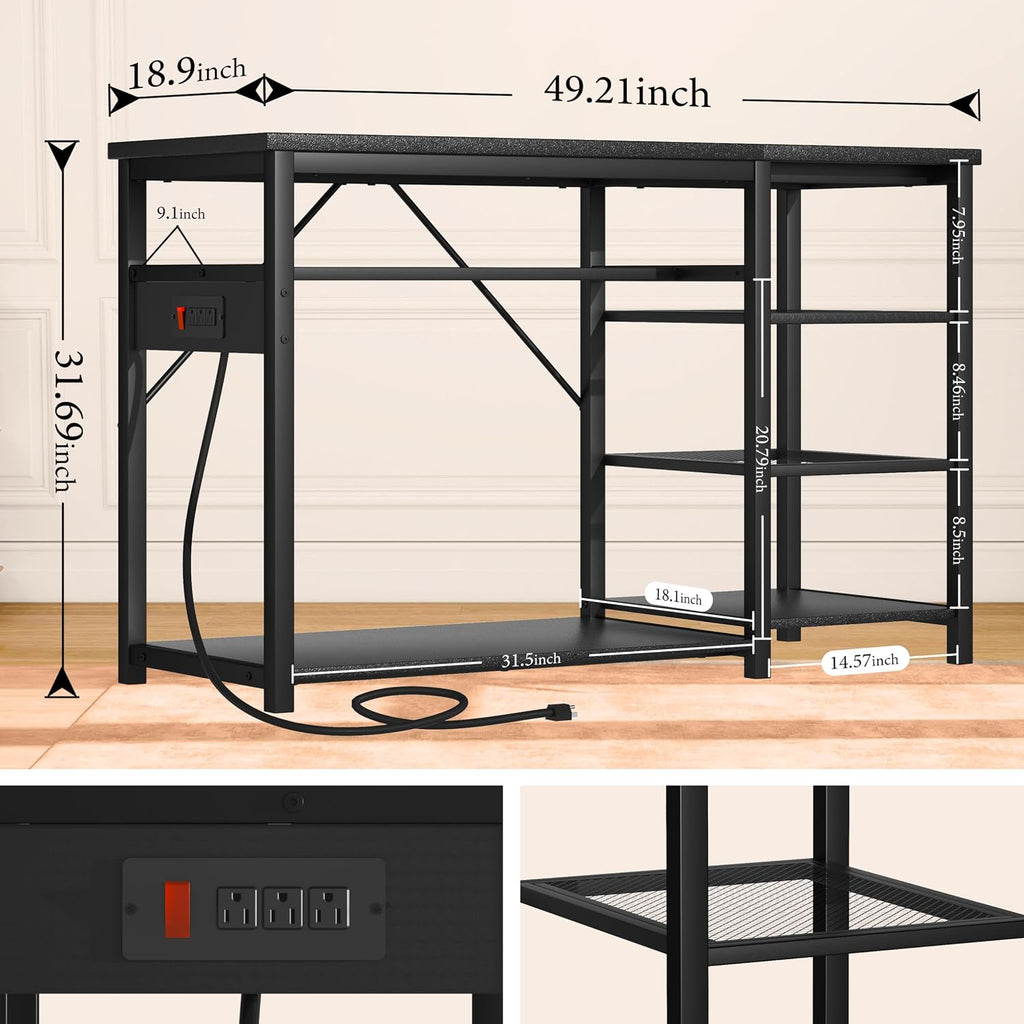55-75 Gallon Aquarium Stand: 1000LB Capacity, Built-In Power Outlets, 3-Tier Shelves for Fish Tank Accessories