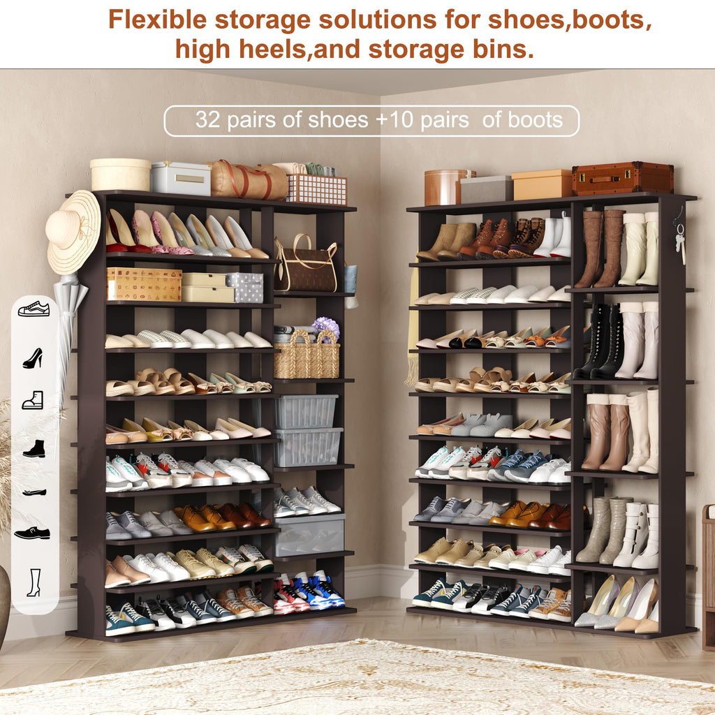 10 Tiers Shoe Rack, 50 Pairs Large Shoe Shelf, 61.8" Tall Shoe Tower, Freestanding Shoe Rack Organizer with Open