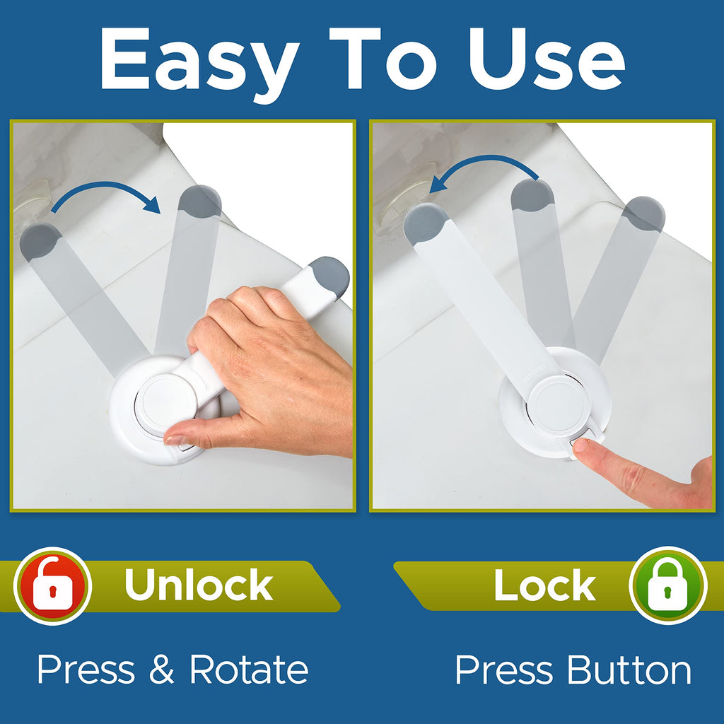 Toilet Locks Baby Proof (2-Pack) Ideal Baby Proof Toilet Lid Lock with Arm - No Tools Needed Easy Installation with