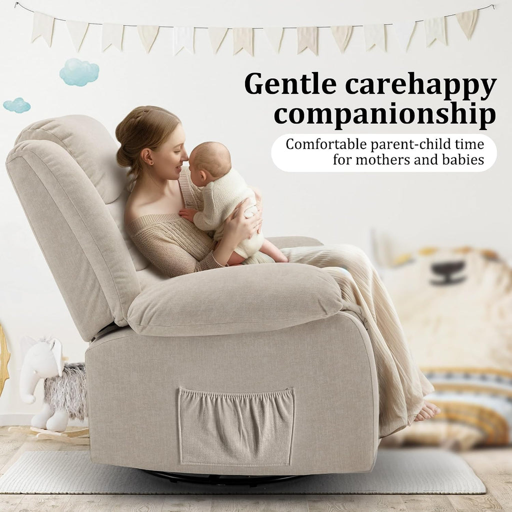 Oversized Recliner Chair, Extra Wide Rocking Chair with Massage and Heat, 360° Swivel Rocker Recliner for Adults