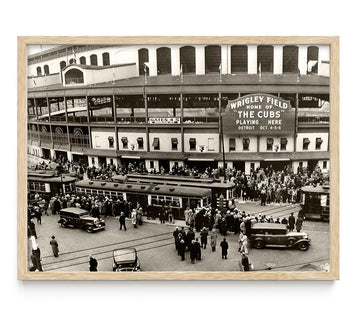 Ballpark Framed Wall Art Vintage Chicago Stadium Photograph Classic Baseball Architecture Museum Style Display 24x36