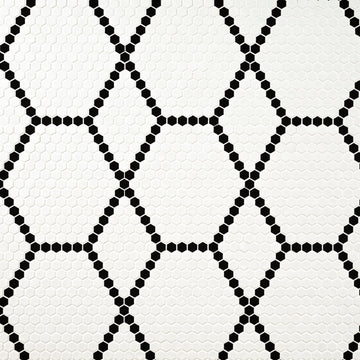 Porcelain Wall Tile | White and Black Hive Pattern | 11.73" x 11.85"