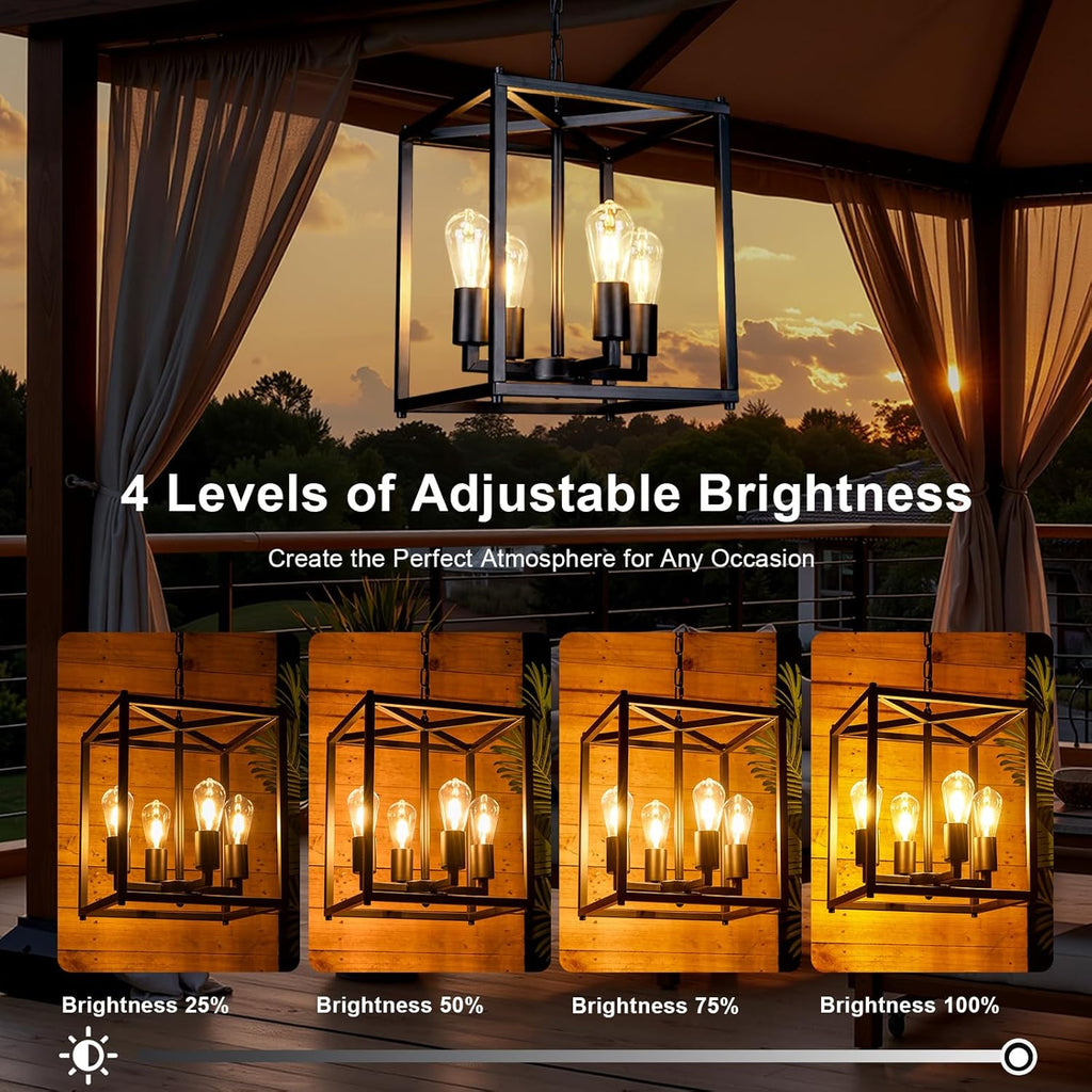 Solar Chandelier Outdoor, 14" Farmhouse Waterproof Dimmable  - Image 3