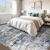 Area Rugs 9x12 for Living Room: Washable Rug Modern Abstract Neutral Soft Non-Slip Low-Pile Indoor L