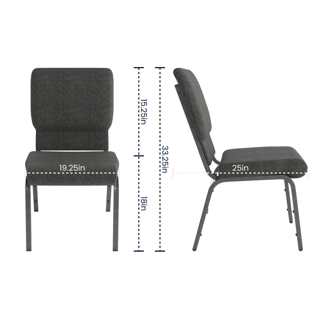 Hercules 18.5 in Wide Fabric Church Chair, Dark Gray