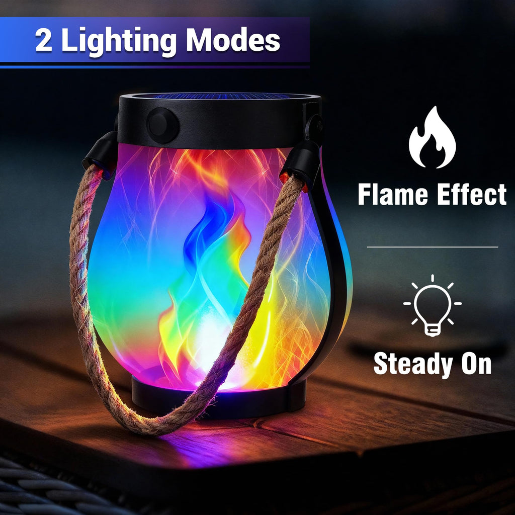 1 Pack Gen2 Solar Lantern Lights with Ultra-Real Flame, Multicolor