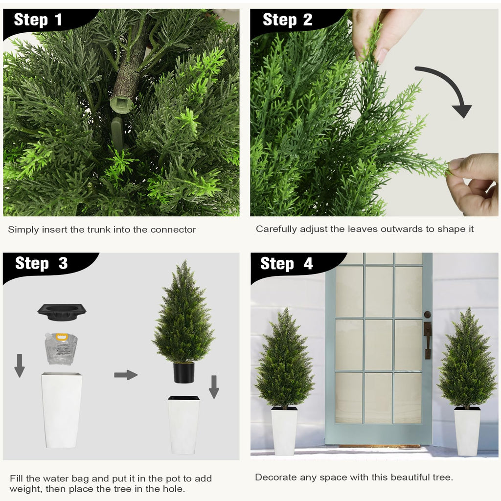 Cedar Trees for Outdoors, 4ft 2-Pack White Square Planter