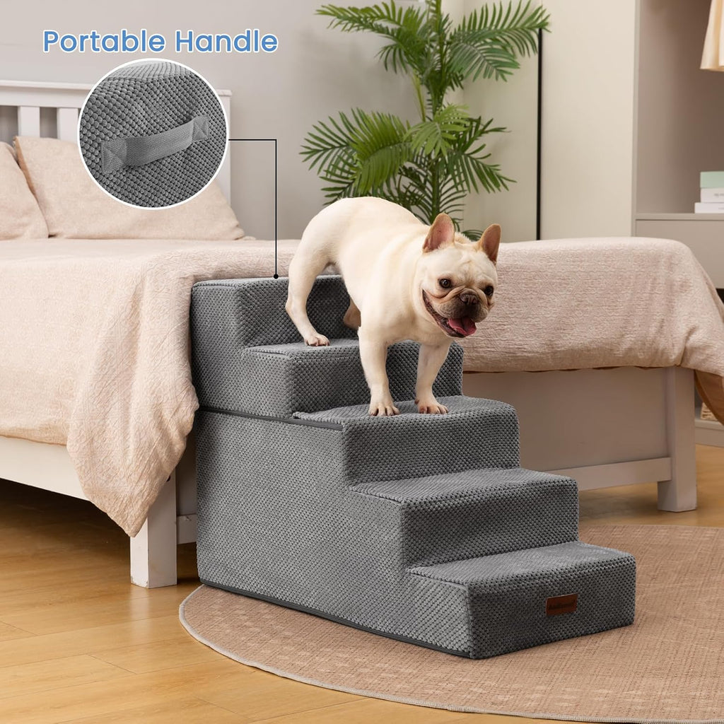 Dog Stairs for High Beds 22.6" H, 5-Step Pet Steps for Small Dogs