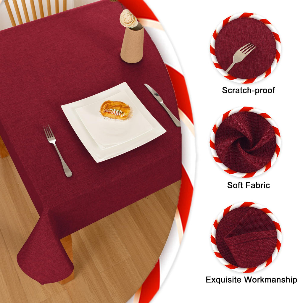 2 Pack Faux Linen Rectangle Tablecloth, 54 x 80 Inch, Red