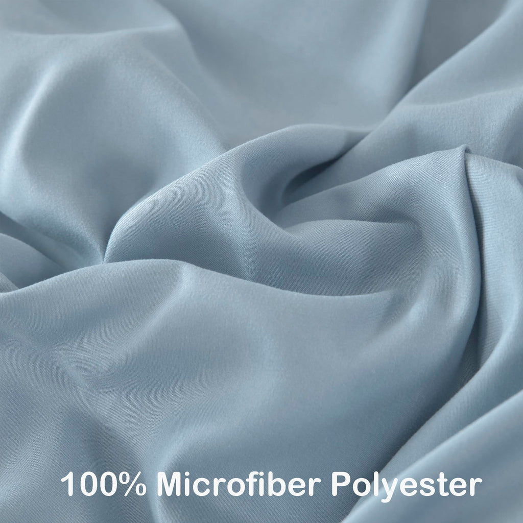 5Pcs Comforter Sets Dusty Blue Ruffle Bedding Sets
