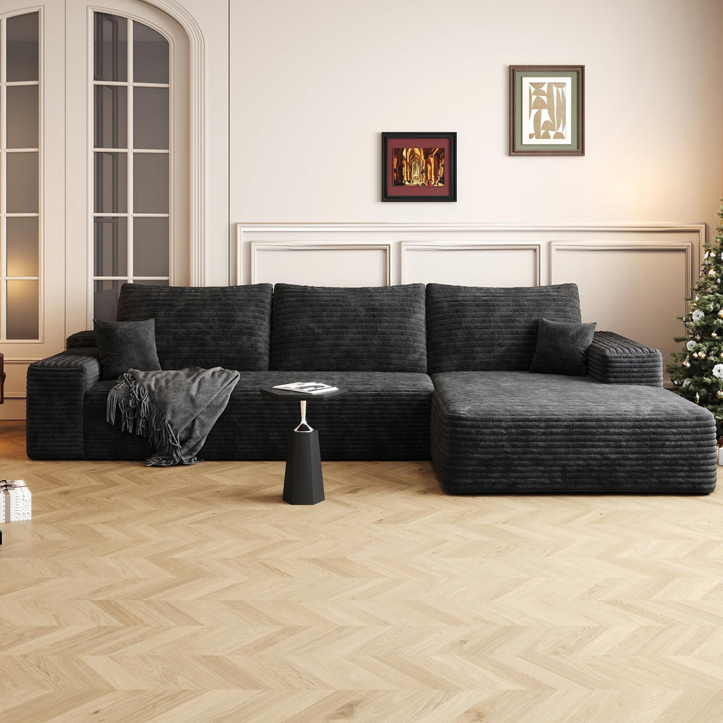 Oversized L Shape Modular Sectional Sofa with Right Facing Chaise Lounge, Wide Deep Seat Compressed Corner