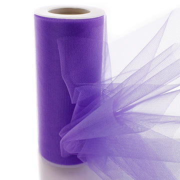6" Shimmer Tulle Fabric Roll For Crafts, Wedding, Pary Decorations, Gifts - Purple 100 Yards