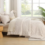 Queen Comforter Set Beige, Comforters Queen Boho Cream Soft Warm Tufted Neutral Bedding Comforter Sets for Queen Bed
