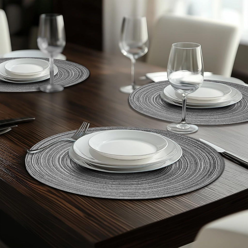 Round Placemats Braided Dining Table Kitchen Decor Mets - Set of 6