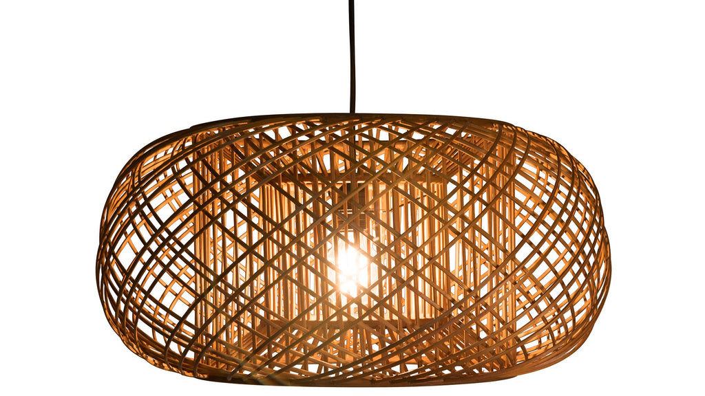 Bamboo Crisscross Pendant, Rustic Brown Ceiling Lamp