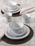 Trellis White 16-Piece Stoneware Dinnerware Set, Service for 4, Distressed White Finish