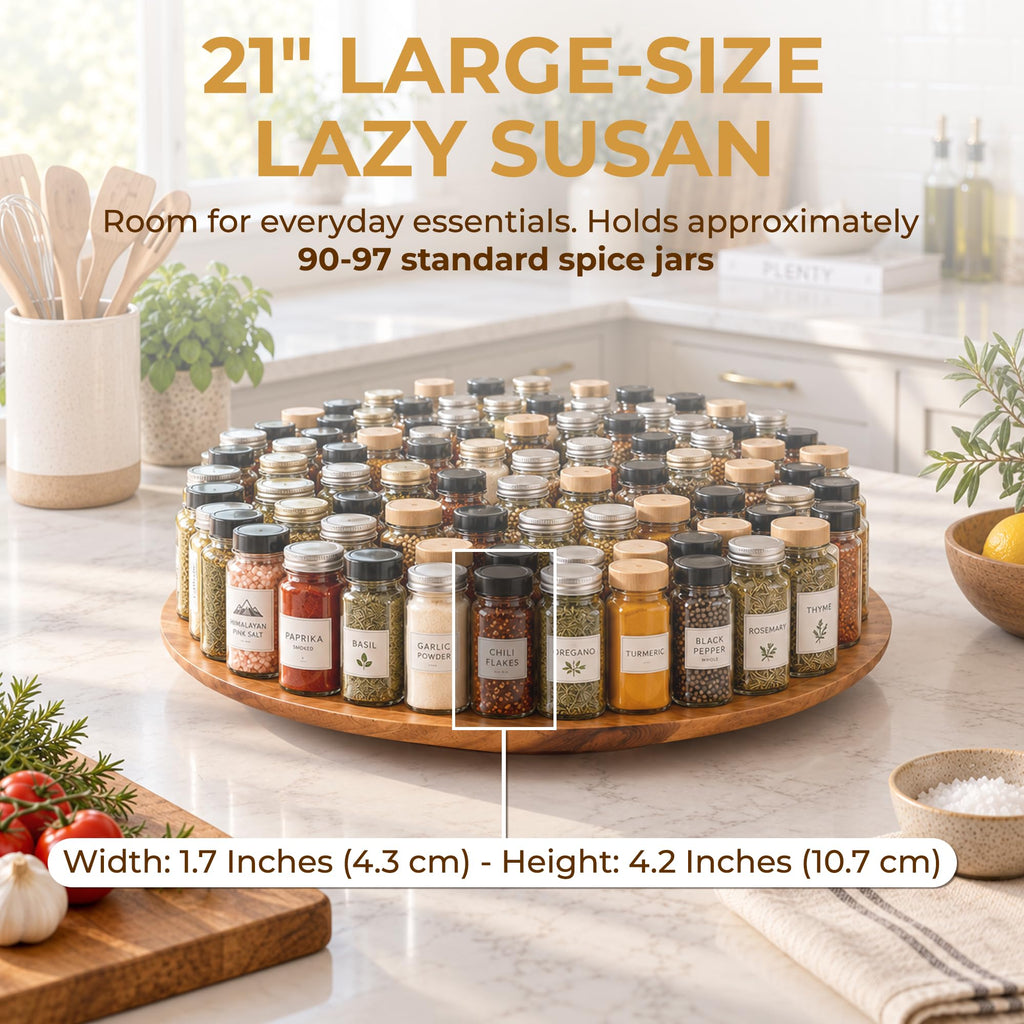 Acacia Wood Lazy Susan Turntable Organizer for Countertop