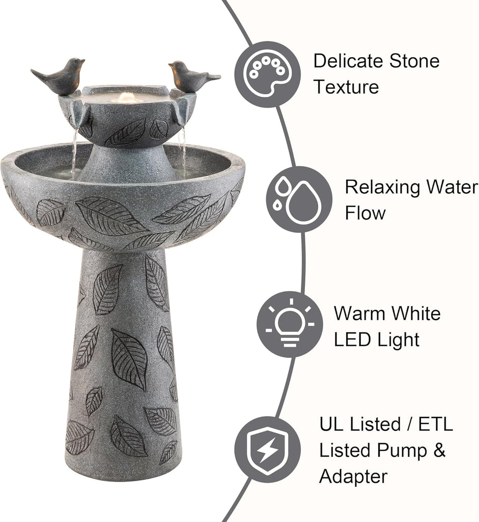 Outdoor Water Fountain with Lights & Pump