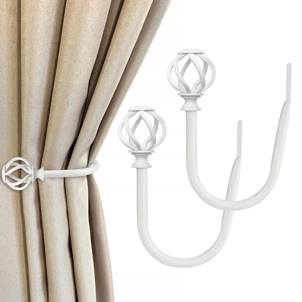 White Curtain Holdbacks, Decorative Drapery Tiebacks, 2 Pack/1 Pair