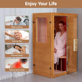 Springspa Infrared Sauna Home Sauna, Indoor Far Infrared Saunas for Home, 1 Person Canadian Hemlock Wooden Spa Room