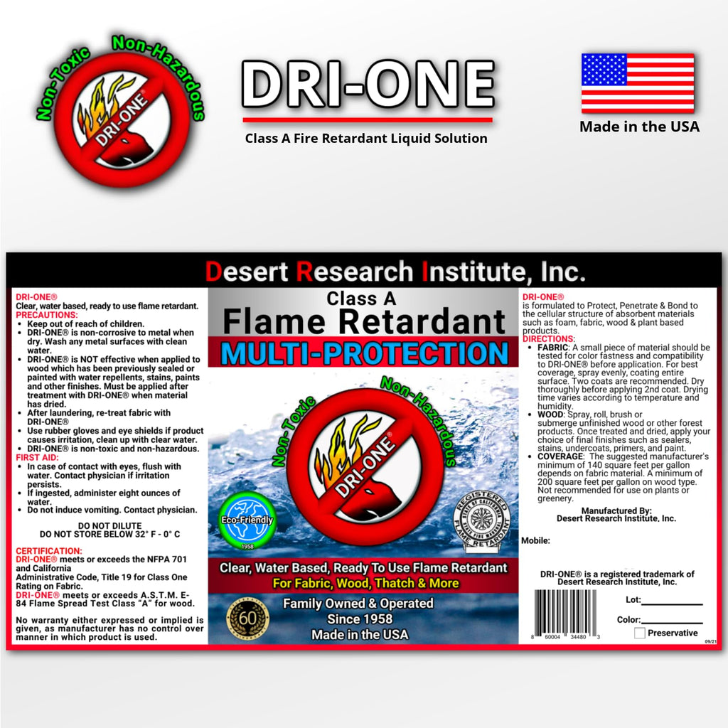 Fire Retardant Spray Liquid Solution (Class A for Fabric, Wood, Absorbent Materials & More) Eco-Safe, Non Toxic