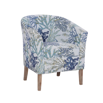 Stephen Oceanside Ivory and Blue Upholstered Coastal Club Chair