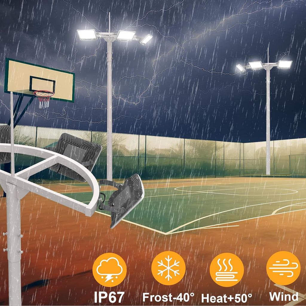 100W Flood Lights Outdoor, 11000LM Super Bright Flood Light Outdoor, LED Flood Lights with Plug,IP67 Waterproof,6500K