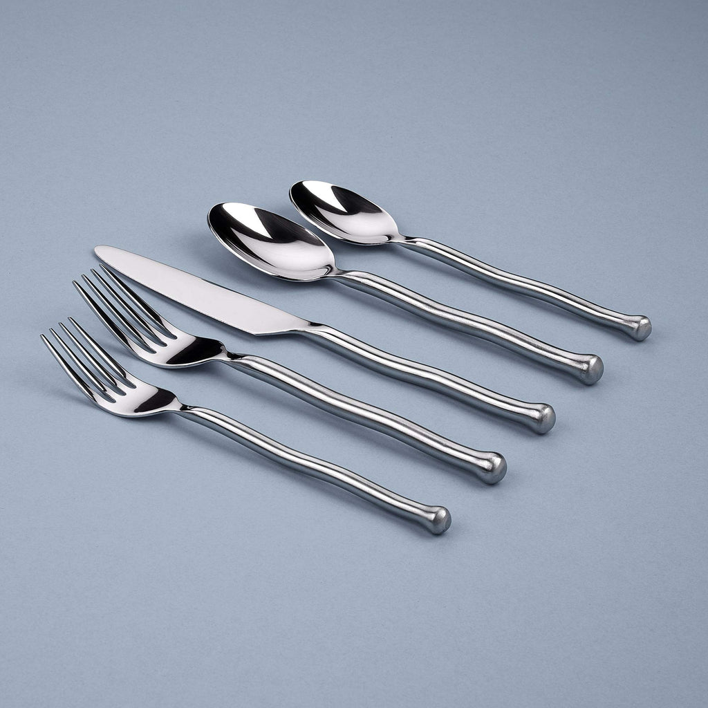 20-Piece Flatware Set - Exotique Platinum Collection - Matte / Polished Silverware Cutlery Set - Service for 4