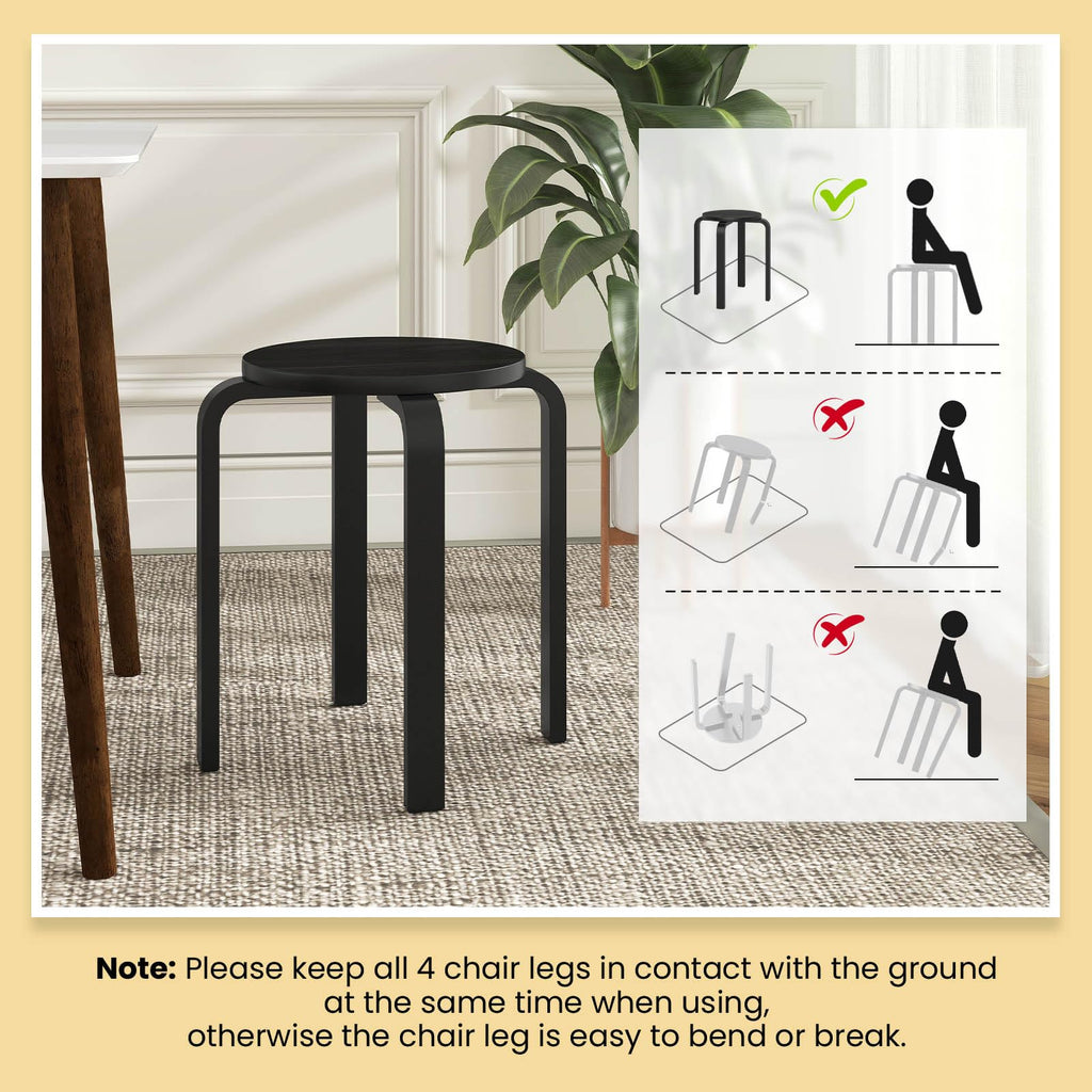 Wood Stackable Stools Set of 4, 18" Round Backless Classroom Stools