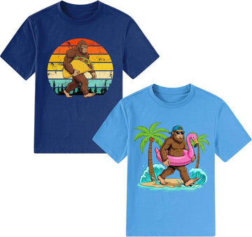 Boys 2 Pack Graphic T-Shirts, Stretch Short Sleeve Tees