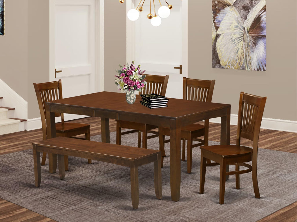 West Furniture 6 Piece Kitchen Table Set Contains a Rectangle Dining Table with Butterfly Leaf and 4