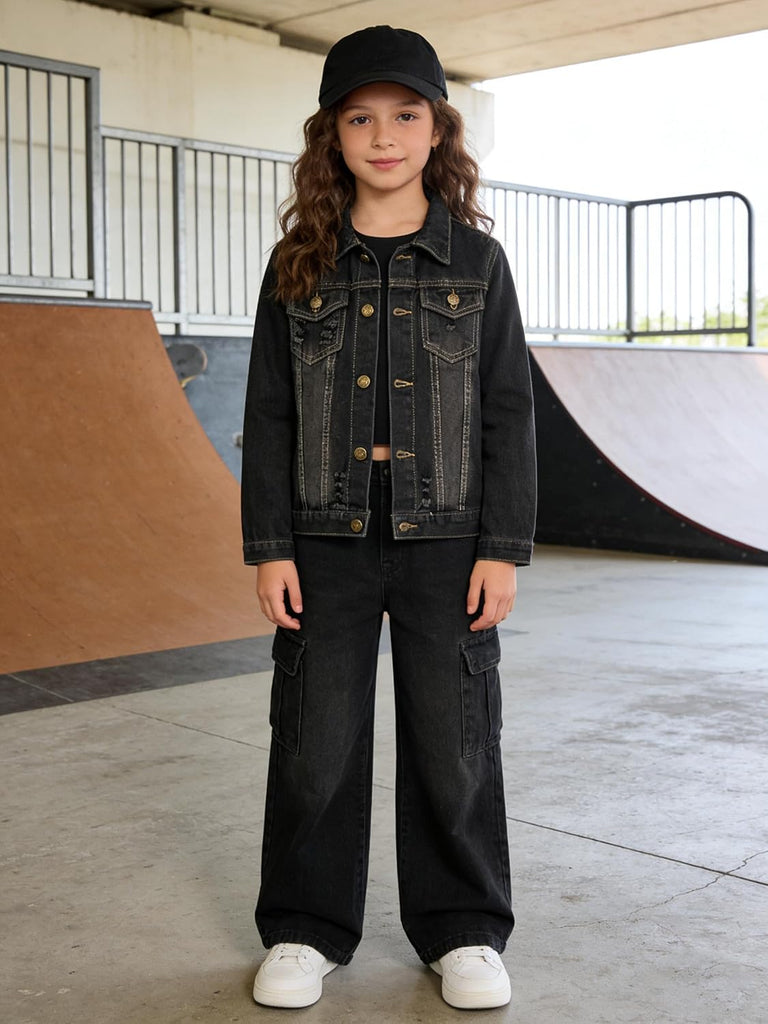 Girls Jean Jacket Long Sleeve Denim Jacket