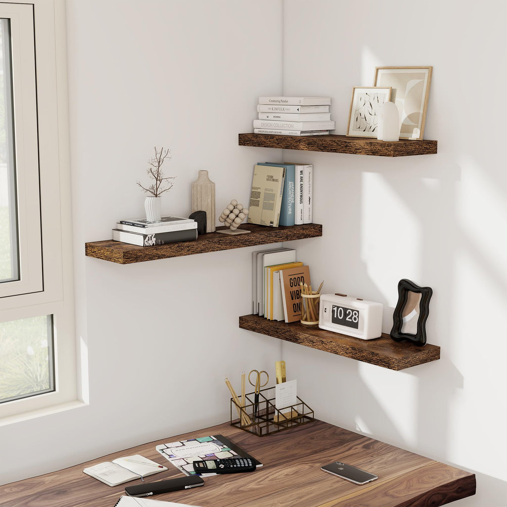 Floating Shelves for Wall - 2 Pack 30 Inch Long Rustic Wooden Display Shelves - 8 Inch Deep Wall Mounted Storage