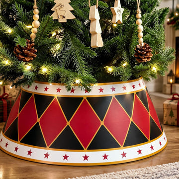 Metal Christmas Tree Collar,28 Inch,Nutcracker,Red