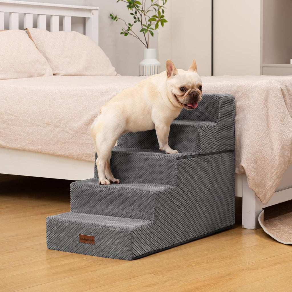 Dog Stairs for High Beds 22.6" H, 5-Step Pet Steps for Small Dogs