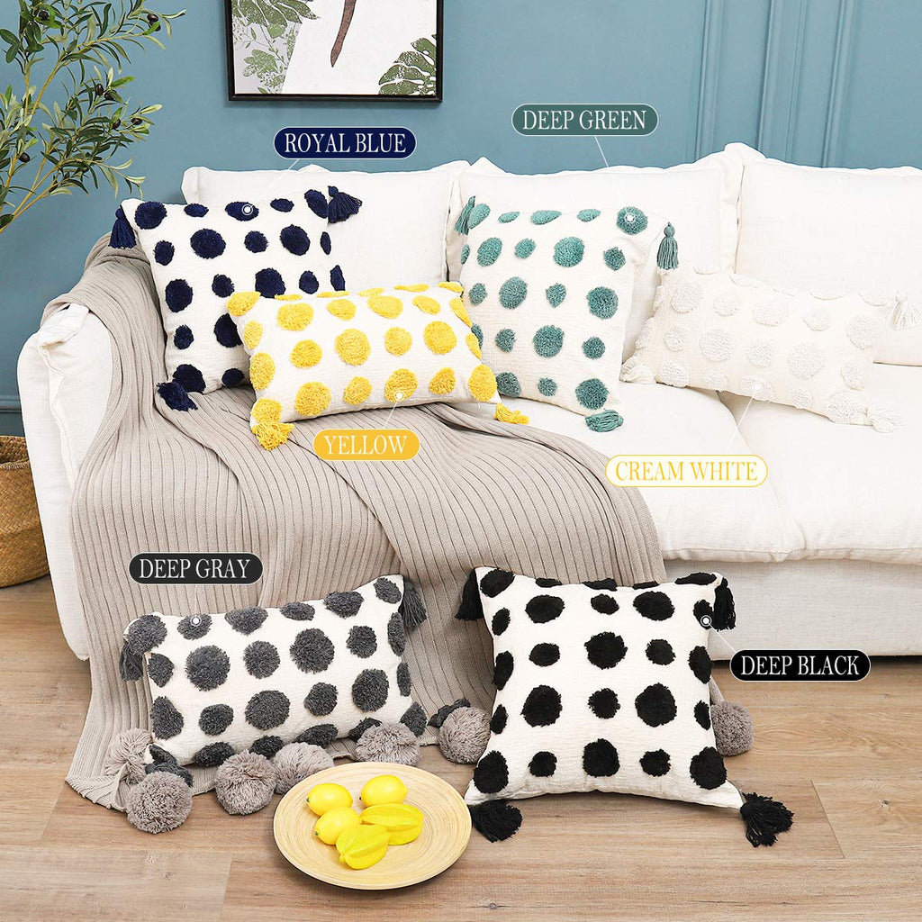 White 18x18 Boho Throw Pillow Cover Tufted Chenille 1PC No Insert