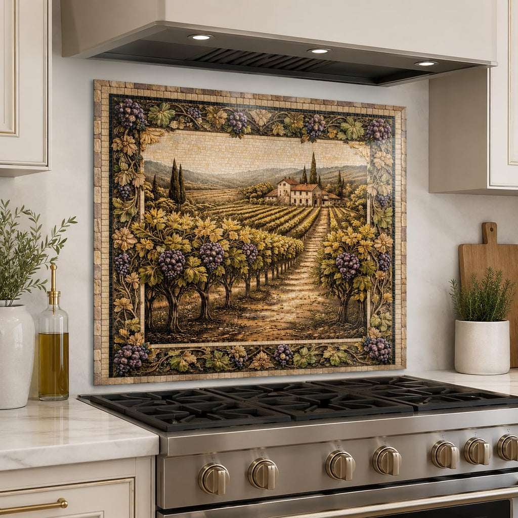 Tempered Glass Backsplash, Mosaic Look Grape Glass Backsplash, Backsplash Wall, Art Kitchen Backsplash, Easy to