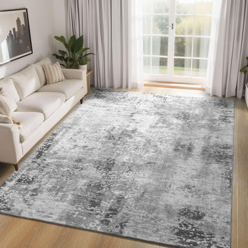 Living Room Rug 5x7 Gray Area Rug Machine Washable Boho Rug Non Slip Abstract Vintage Indoor Large Rugs, Classroom