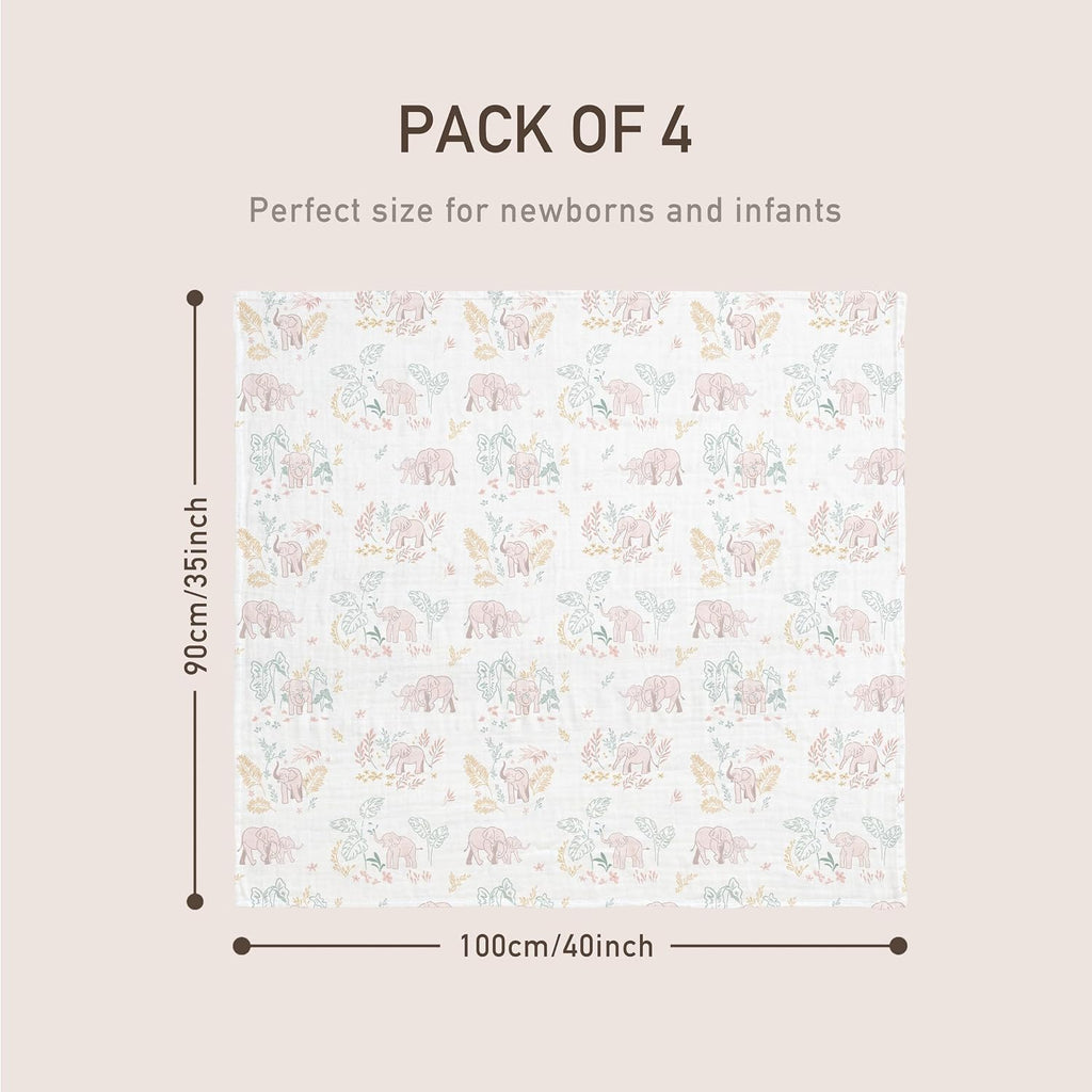 Muslin Swaddle Blankets 4Pk Receiving Blanket Large 35" x 40"