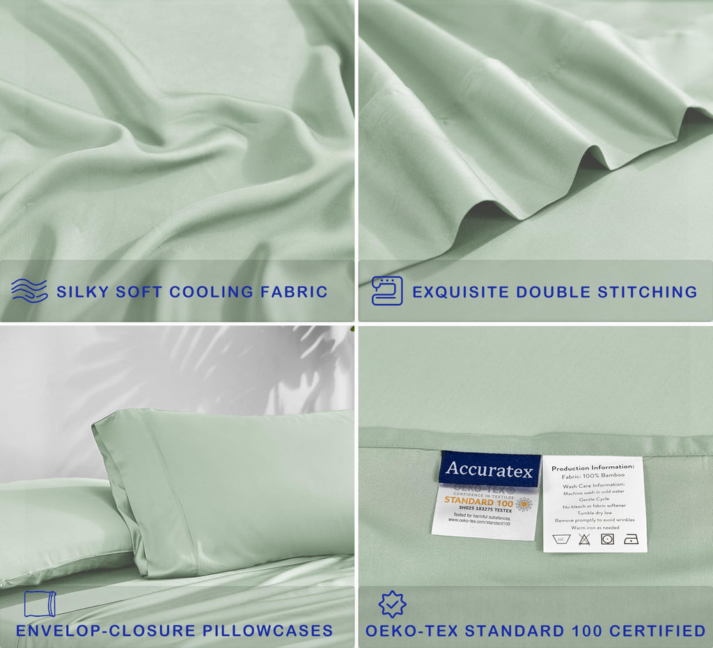 Cooling Sheets for Hot Sleepers, King Size, Sage Green