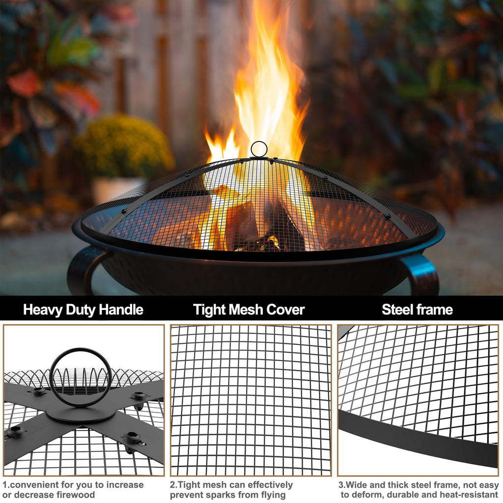 Round Heavy Duty Foldable Fire Pit Spark Screen Cover 30inch