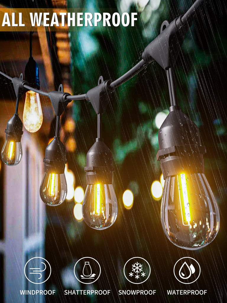 LED Outdoor String Lights Waterproof Patio Lighting for Outside Porch