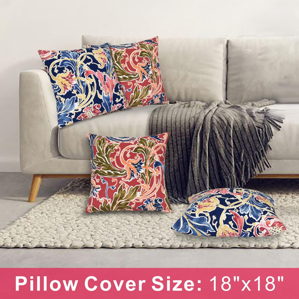 2 Colors Blue and Red Outdoor Pillows Waterproof Throw Pillows
